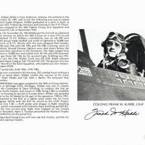 FRANK KLIBBE SIGNED 8X10 (D) PSA DNA AL63456 WWII ACE 7 KILLS