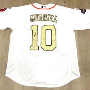 YULI GURRIEL HAND SIGNED HOUSTON ASTROS GOLD WORLD SERIES JERSEYBECKETT