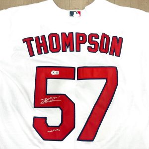 ZACH THOMPSON HAND SIGNED ST LOUIS CARDINALS JERSEY TIME TO FLY BAS BECKETT #1
