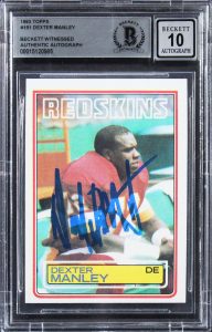 WFT DEXTER MANLEY SIGNED 1983 TOPPS #191 ROOKIE CARD AUTO 10! BAS SLABBED COLLECTIBLE MEMORABILIA