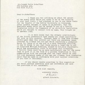 Albert Einstein Authentic Signed 8.5x11 1951 Typed Letter BAS #AB14598