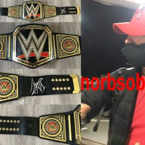 A.J. STYLES SIGNED AUTOGRAPH P1 WWE CHAMPIONSHIP LEATHER BELT wPROOF BECKETT COA
