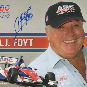 A.J FOYT HAND SIGNED 8x10 COLOR PHOTO+COA ICONIC RACE CAR DRIVER