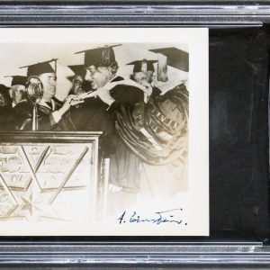 Albert Einstein Authentic Signed 3.25x4.25 Photo Auto Graded NM-MT 8 PSA Slabbed