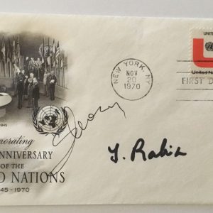 Yitzhak Rabin & Yitzhak Shamir Signed Autographed First Day Cover JSA Letter
Opens in a new window or tab
