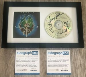 JOURNEY SIGNED FRAMED & MATTED EVOLUTION CD STEVE PERRY +4 W/ AUTOGRAPH COA ACOA
 COLLECTIBLE MEMORABILIA