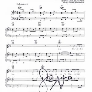 SZA Signed Autograph All the Stars Sheet Music - Black Panther w/ Kendrick Lamar
