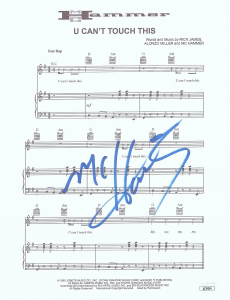 MC HAMMER SIGNED AUTOGRAPH LYRIC SHEET “U CAN’T TOUCH THIS” JSA COA
 COLLECTIBLE MEMORABILIA