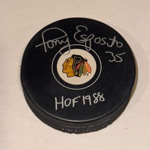 TONY ESPOSITO Signed Chicago BLACKHAWKS Puck Beckett Authenticated BAS & HOF Ins
