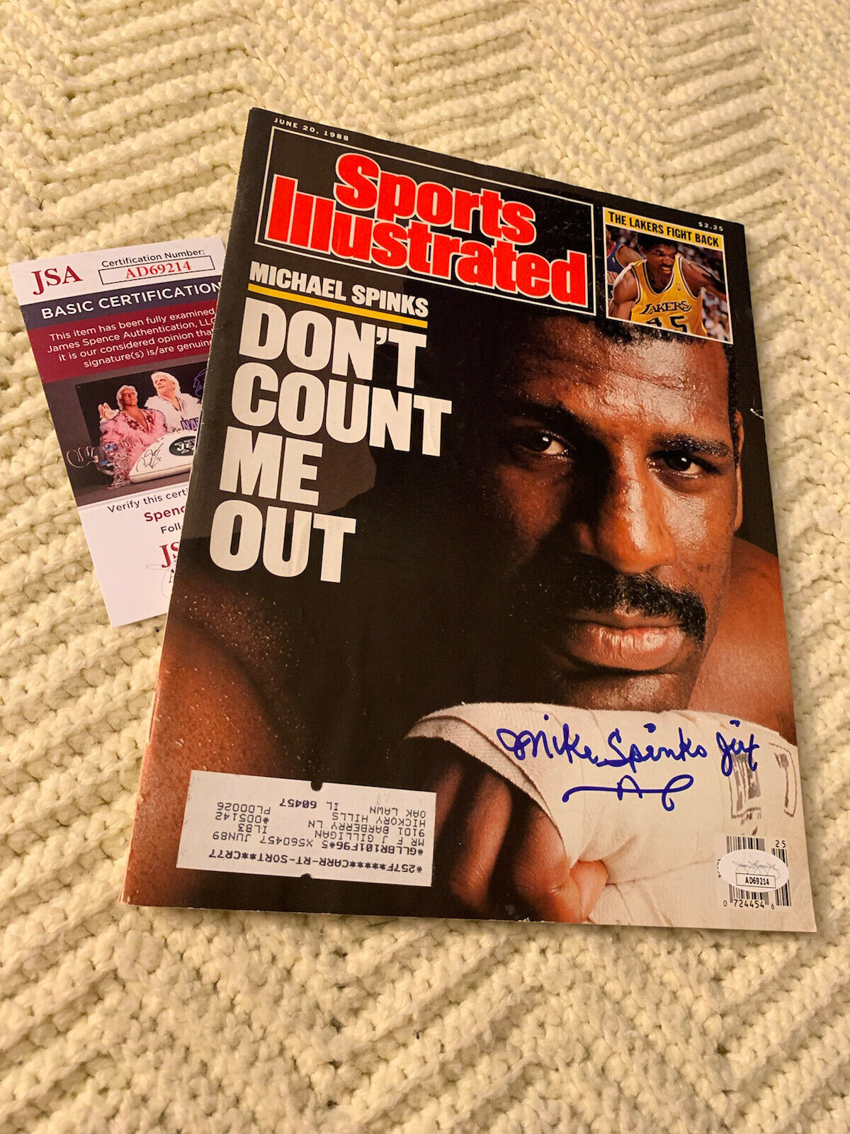 Michael Spinks Jinx Signed Sports Illustrated Magazine JSA