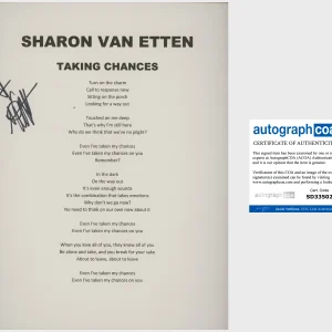 SHARON VAN ETTEN SIGNED AUTOGRAPH TAKING CHANCES 8.5"x11" LYRIC SHEET LYRICS