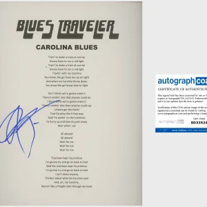 JOHN POPPER SIGNED BLUES TRAVELER CAROLINA BLUES LYRIC SHEET w/EXACT VIDEO PROOF
