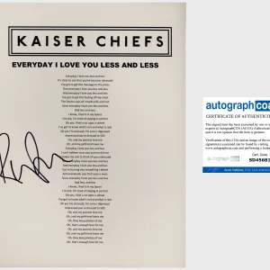 RICKY WILSON SIGNED KAISER CHIEFS EVERYDAY I LOVE YOU LESS LYRIC SHEET w/PROOF