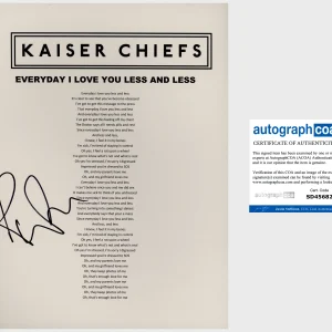 RICKY WILSON SIGNED KAISER CHIEFS EVERYDAY I LOVE YOU LESS LYRIC SHEET B w/PROOF
