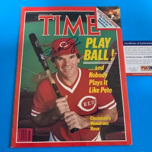 Pete Rose Reds 1985 TIME Magazine Signed Auto PSA/DNA COA
