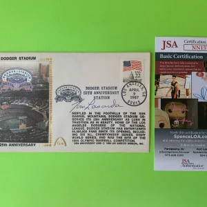 Tommy Lasorda Dodger Stadium Cachet Envelope First Day Cover Signed Auto JSA COA