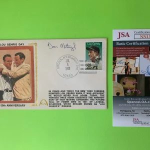 Don Mattingly Yankees Cachet Envelope First Day Cover Signed Auto JSA COA