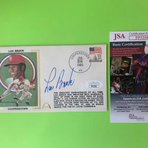 Lou Brock Cardinals Cachet Envelope First Day Cover Signed Auto JSA COA
