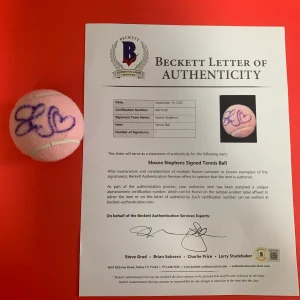 Sloane Stephens Wilson Pink Tennis Ball Signed Auto Beckett BAS LOA Letter COA
