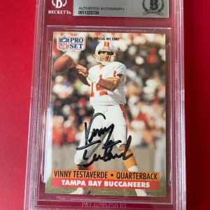Vinny Testaverde Hurricanes 1991 Pro Set Card Signed Auto Beckett BAS
