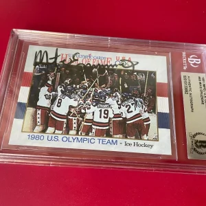 Mike Eruzione 1991 Impel Olympic Team Card Signed Auto Beckett BAS Slabbed