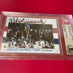 Mike Eruzione 1991 Impel Olympic Team Card Signed Auto Beckett BAS Slabbed