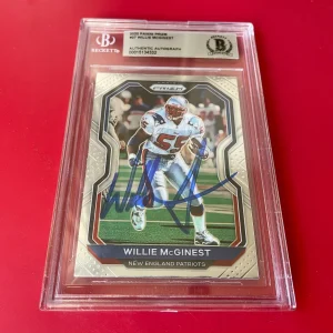 Willie McGinest Patriots 2020 Panini Prizm Card Signed Auto Beckett BAS Slabbed
