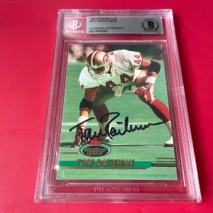 Tom Rathman 49ers 1993 Stadium Club Card Signed Auto Beckett BAS Slabbed
