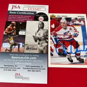 Chris Chelios Blackhawks HOF 1991-92 Upper Deck UD Card Signed Auto JSA COA
