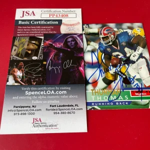 Thurman Thomas Bills HOF 1995 Skybox Impact Card Signed Auto JSA COA
