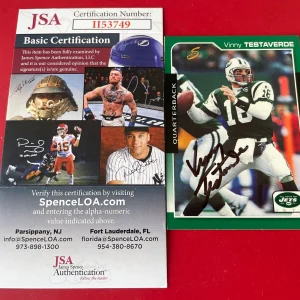 Vinny Testaverde Jets 2000 Score Card Signed Auto JSA COA
