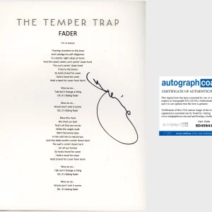 DOUGY MANDAGI SIGNED AUTOGRAPH TEMPER TRAP FADER LYRIC SHEET w/PROOF
