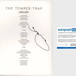DOUGY MANDAGI SIGNED AUTOGRAPH TEMPER TRAP LOVE LOST LYRIC SHEET w/EXACT PROOF
