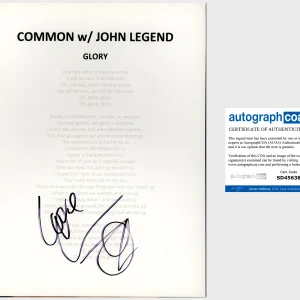 COMMON SIGNED AUTOGRAPH SELMA GLORY LYRIC SHEET w/PROOF OSCAR'S ACADEMY AWARDS
