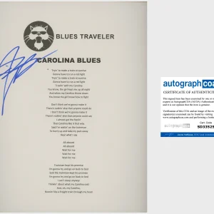 JOHN POPPER BLUES TRAVELER SIGNED CAROLINA BLUES LYRIC SHEET w/EXACT VIDEO PROOF
