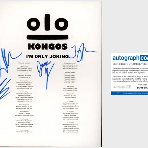 THE KONGOS BAND SIGNED AUTOGRAPH I'M ONLY JOKING LYRICS SHEET w/PROOF
