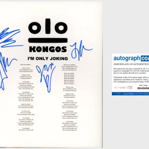 THE KONGOS BAND SIGNED AUTOGRAPH I'M ONLY JOKING LYRICS SHEET B w/PROOF
