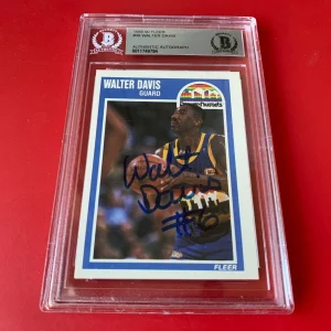 Walter Davis Nuggets 1989-90 NBA Fleer Card Signed Auto Beckett BAS Slabbed
