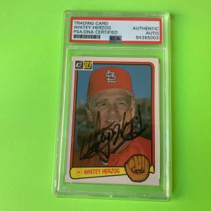 Whitey Herzog HOF Cardinals 1983 Donruss Card Signed Auto PSA/DNA ENCAPSULATED
