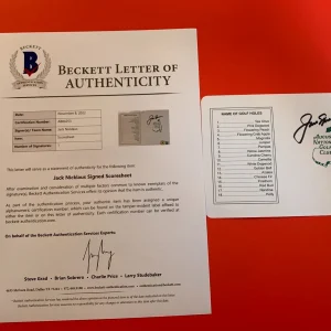 Jack Nicklaus Augusta Masters Champions Signed Auto Scorecard Beckett BAS LOA

