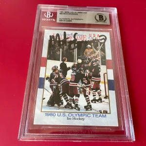 Mike Eruzione 1991 Impel Olympic Team Card Signed Auto Beckett BAS Slabbed