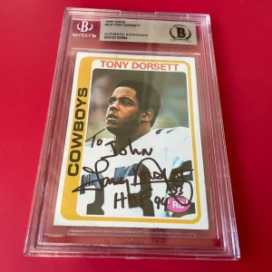 Tony Dorsett Cowboys HOF 1978 Topps Rookie Card Signed Auto Beckett BAS Slabbed
