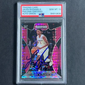 2019 Panini Prizm #54 Jalen McDaniels Signed Card AUTO 10 PSA Slabbed Hornets
