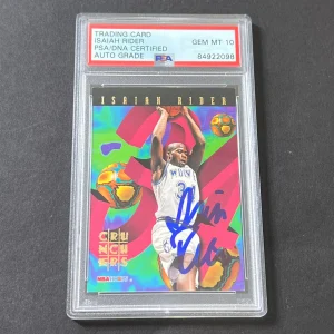 1995 NBA Hoops #21 Signed Card Isaiah Rider AUTO GRADE 10 PSA Slabbed Timberwolv
