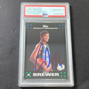 2007-08 Topps 50th Anniversary #117 Corey Brewer Signed Card AUTO GRADE 10 PSA S
