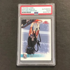 2003-04 Fleer Basketball #4 Kenyon Martin Signed Card AUTO PSA Slabbed New Jerse
