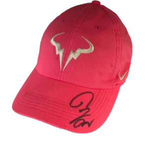 Rafael Nadal Signed Autograph Pink Signature Logo Tennis Baseball Cap Hat w/ JSA