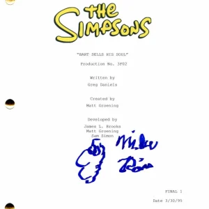 Mike Reiss Signed Autograph Simpsons Full Episode Script w/ Homer Sketch JSA COA
