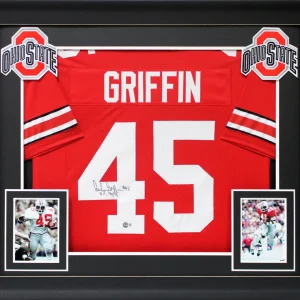 OSU Archie Griffin "HT 74/75" Signed Red Pro Style Framed Jersey BAS Witnessed