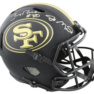 49ers Joe Montana & Jerry Rice Signed Eclipse Full Size Speed Rep Helmet BAS
